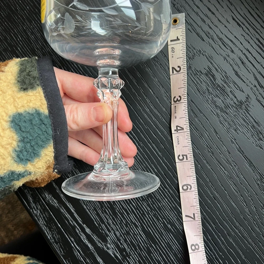 Princess House Vintage Crystal Etched Champagne Coupe Glassware Two Glasses